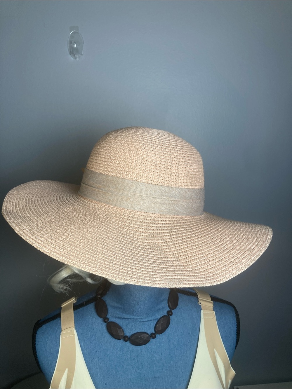 Wide Brim Paper Sun Hat - Beige NWOT